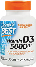 Load image into Gallery viewer, Vitamin D3 5000 IU 360 Softgels
