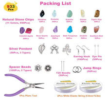 Load image into Gallery viewer, 933Pcs Irregular Chips Stone Beads Kit with Ear Wire Spacers Elastic String Jump Rings for DIY Jewellery pattanaustralia
