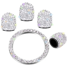Load image into Gallery viewer, Valve Stem Caps 4 Pack Handmade Crystal Rhinestone Universal Tire, Dust Caps Car Accessories with 1 Piece Ring Emblem Sticker pattanaustralia
