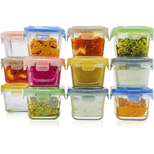 Load image into Gallery viewer, Glass Baby Food Storage Containers with Lids | Set of 12 | 5 oz Glass Food Containers, Freezer Storage, Reusable, Microwave &amp; Dishwasher Safe pattanaustralia
