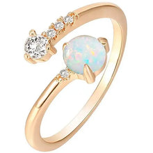 Load image into Gallery viewer, 14K Gold Dipped Adjustable Sideways Opal Ring Celebrity Style Double Wrap Layering Stackable Ring Valentine Gift pattanaustralia
