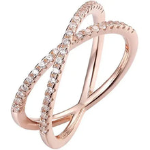 Load image into Gallery viewer, 14K Gold Plated X Ring Simulated Diamond CZ Criss Cross Ring for Women pattanaustralia
