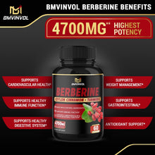 Load image into Gallery viewer, (2 Packs) Berberine Supplement 4700Mg with Ceylon Cinnamon, Turmeric -120 Capsules - Supports Glucose Metabolism, Immune Function, Healthy Blood Sugar - Berberine Hcl Supplement Pills- 4 Months Supply
