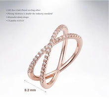 Load image into Gallery viewer, 14K Gold Plated X Ring Simulated Diamond CZ Criss Cross Ring for Women pattanaustralia
