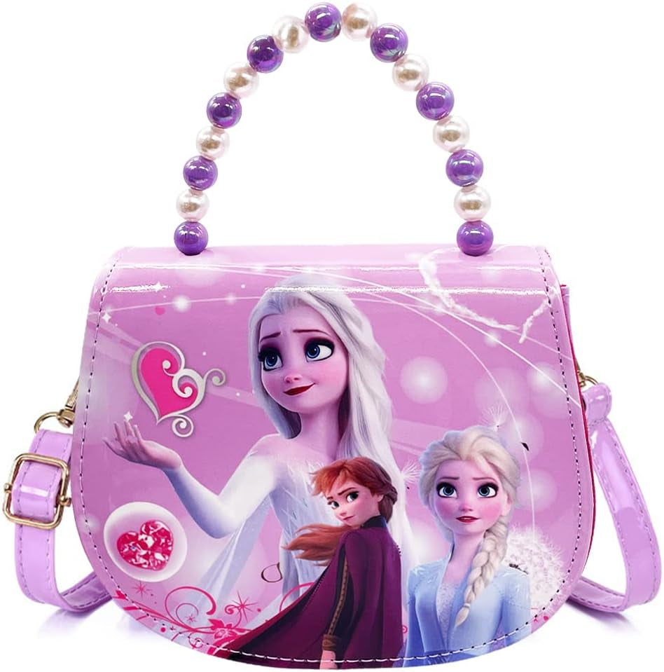 Elsa Handbag, Shoulder Bag, Anna and Elsa Children'S Handbag, Frozen Children'S Shoulder Bag, Elsa Bags, School Backpack with Adjustable Strap for Children Girls, Purple (18 X 15 X 7 Cm)