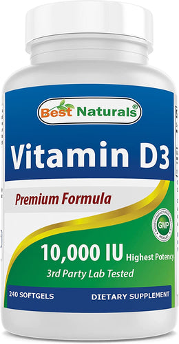 Vitamin D3 10000 IU for Stronger & Healthier Bones, 240 Count