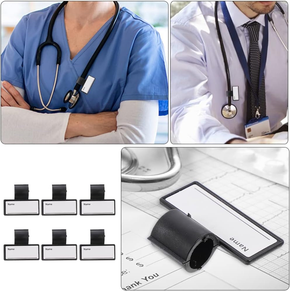 6Pcs Stethoscope Name Tag Name ID Identification Tag Clip for Stethosc
