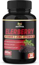 Load image into Gallery viewer, Elderberry Extract Capsules - 4015Mg Herbal Equivalent - 9 in 1 Herbal Supplement for Antioxidant &amp; Immune Support - Enhanced with Vitamin C, Vitamin D3, Ginger Root - 3 Month Supply
