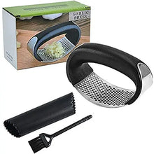 Load image into Gallery viewer, Stainless Steel Garlic Press, Crusher and Peeler Best Quality Garlic Press with Silicone Peeler and Cleaning Brush pattanaustralia
