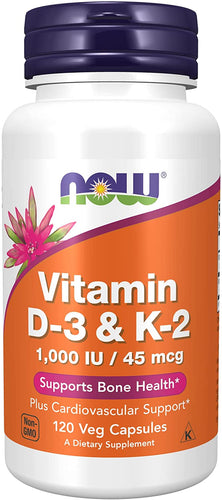 Vitamin D-3 & K-2,120 Veg Capsules