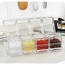 Load image into Gallery viewer, Clear Seasoning Rack Spice Pots by AIQI - 4 Piece Acrylic Seasoning Box - Storage Container Condiment Jars - Cruet with Cover and Spoon pattanaustralia
