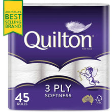 Load image into Gallery viewer, Quilton 3 Ply Toilet Tissue (180 Sheets per Roll, 11x10cm), Pack of 45 pattanaustralia
