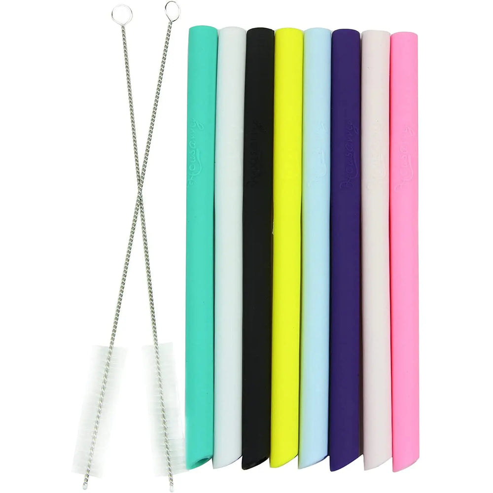 Housavvy Pack of 12, Kids Reusable Silicone Straws Colorful with Cleaning Brush Pattan Australia