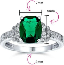 Load image into Gallery viewer, Rectangle Green Simulated Emerald Cut Statement  Ring for Women Sterling Silver pattanaustralia
