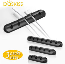 Load image into Gallery viewer, Cable Clips Cord Management Organizer, 3 Packs Adhesive Hooks (7, 5 and 3 Slots) (Black) pattanaustralia

