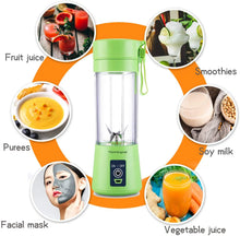 Load image into Gallery viewer, Portable blender Personal 6 Blades Juicer Cup Household Fruit Mixer, With Magnetic Secure Switch, USB Charger Cable 380ML(Green) pattanaustralia
