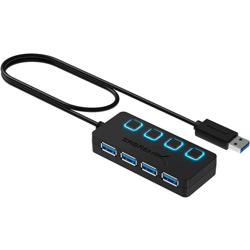 Sabrent 4-Port USB 3.0 Data Hub with Individual LED Power Switches | 2 Ft Cable | Slim & Portable (HB-UM43) pattanaustralia
