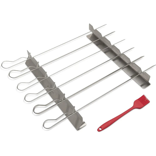 Stainless Steel Adjustable Elevated Barbecue Skew Holder for 6  - Perfect for Shish Kebab, Smoker Grill Oven Pattan Australia