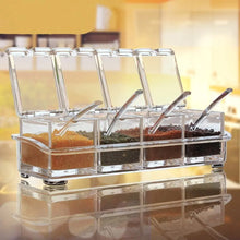 Load image into Gallery viewer, Clear Seasoning Rack Spice Pots by AIQI - 4 Piece Acrylic Seasoning Box - Storage Container Condiment Jars - Cruet with Cover and Spoon pattanaustralia
