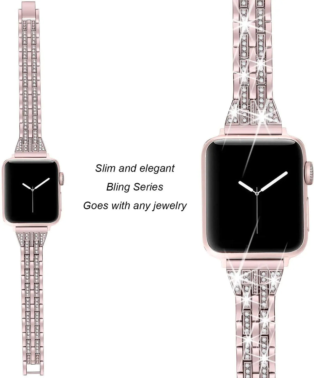 Bling Bands Compatible Apple Watch Band 38mm 40mm iWatch Series 3, Series 2, Series 1, Diamond Rhinestone Metal Jewelry Wristband Strap, Rose Gold pattanaustralia