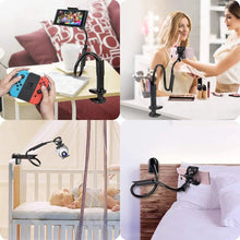 Load image into Gallery viewer, Bed Phone Holder Gooseneck Mount, for Desk Flexible Arm Clamp Mount Stand for IPhone &amp; Samsung(Black) pattanaustralia
