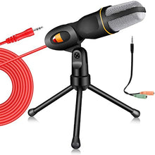 Load image into Gallery viewer, PC Microphone with Mic Stand,Professional 3.5mm Jack Recording Condenser for Video Recording, Streaming External Microphone for Lapto (Black) pattanaustralia
