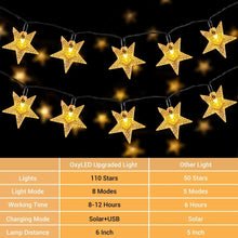 Load image into Gallery viewer, Star Solar String Light Outdoor, 18M/59ft, 110 LED Solar and USB Powered, 8 Decorative Modes Pattan Australia
