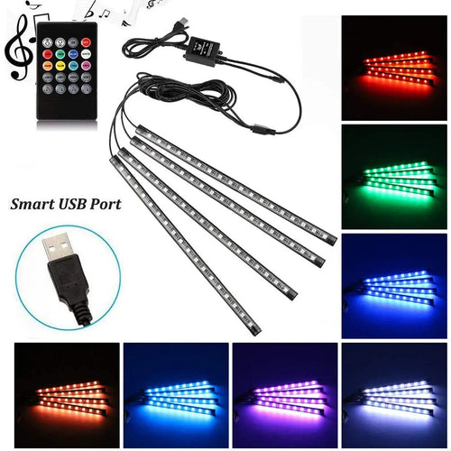 Car LED Strip Light, Uniwit 4 Pcs Multicolor USB Lights for Car, TV, Home with Sound Active Function, Wireless Remote Control pattanaustralia