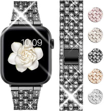 Load image into Gallery viewer, Goton Jewelry Band Compatible with Apple 5,4,3,2,1 Watch Band 40mm, 38mm, Women Luxury Diamond Bling Crystal Stainless Metal Strap Silver pattanaustralia
