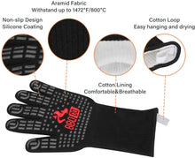 Load image into Gallery viewer, Extreme Heat Resistant Grilling Gloves, Non-Slip Silicone Insulated Grill Mitts Pattan Australia
