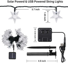 Load image into Gallery viewer, Star Solar String Light Outdoor, 18M/59ft, 110 LED Solar and USB Powered, 8 Decorative Modes Pattan Australia
