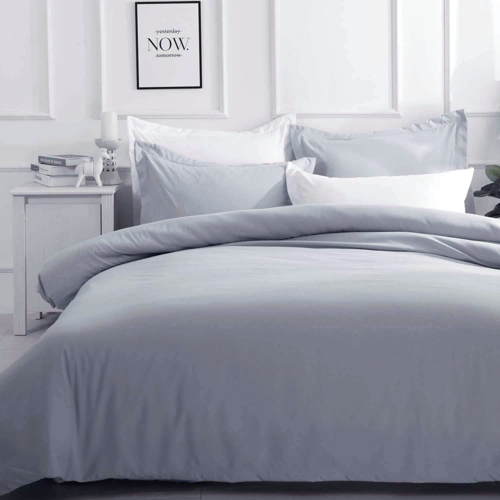 Pewter Grey Quilt Cover Set Solid Plain Doona Cover Set 2Pcs 1000TC Premium Soft Microfibre (Pewter Grey, King Single)