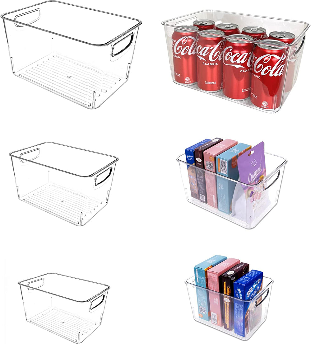 ™ Organiser Bins – 3 Piece Transparent Storage Bins Can Be Used as Fridge Organiser, Kitchen Cabinets Organiser, Pantry Organiser, Bathroom, or in Wardrobe Organiser