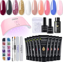Load image into Gallery viewer, Poly Gel Nail Kit with Lamp, Pink Nude Glitter Colours Poly Nail Extension Gel Kit, Easy Quick Builder Gel with Rhinestone, Dual Forms, Complete Polygel Kit pattanaustralia
