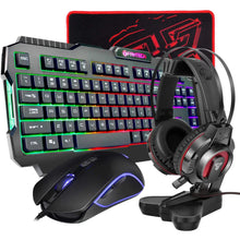 Load image into Gallery viewer, All-in-One PC Gaming Set Rainbow Backlit keyboard, mouse, mouse pad, headset with stand Pattan Australia
