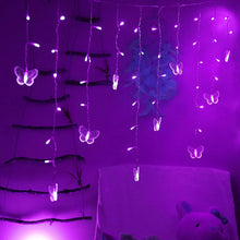 Load image into Gallery viewer, Decorman Curtain Lights 48 LED USB Powered 8 Modes Waterproof Window Curtain String Lights with 10 Butterflies Twinkle Lights for Christmas(Purple) pattanaustralia
