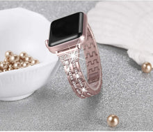 Load image into Gallery viewer, Bling Bands Compatible Apple Watch Band 38mm 40mm iWatch Series 3, Series 2, Series 1, Diamond Rhinestone Metal Jewelry Wristband Strap, Rose Gold pattanaustralia
