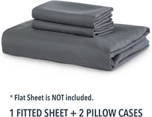 Load image into Gallery viewer, - Grey Fitted Sheet Set, 1000TC Ultra Soft Microfiber, Fitted Sheet &amp; 2 Pillowcases (3Pcs, Queen Size)
