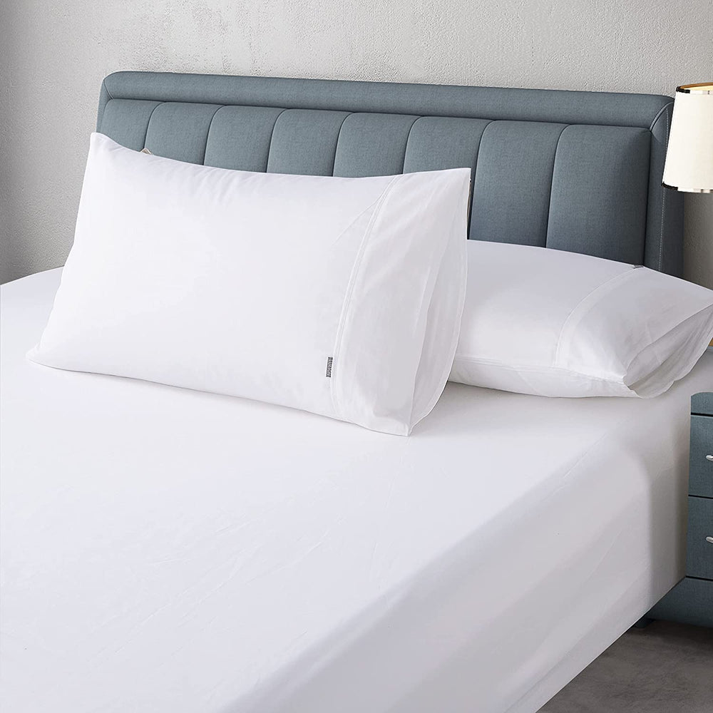 1000TC Egyptian Cotton Fitted Sheet Set King Single Size White Color 40Cm Deep Pocket Breathable Cotton Sateen Combo Fitted Sheet 2PCS Set NO Flat Sheet (King Single Size, White)