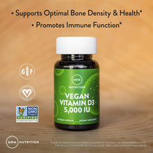 Load image into Gallery viewer, - Vegan Vitamin D3 for Calcium Absorption &amp; Bone Health 5000 IU - 60 Vegetarian Capsules

