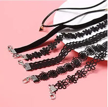 Load image into Gallery viewer, 6 PCS Necklace Black Velvet Choker Set Classic, Gothic, Tattoo Lace Chokers Pattan Australia
