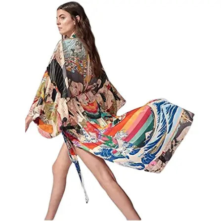 Womens Chiffon/Rayon Beach Blouses Kimono Cardigan Long Bikini Cover Up Pattan Australia