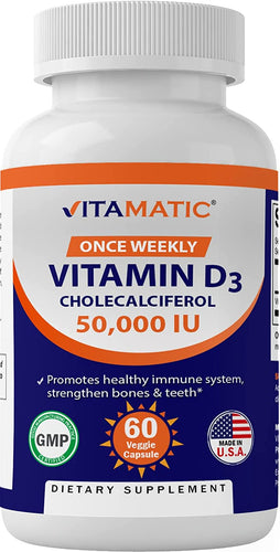 Vitamin D3 50,000 IU (As Cholecalciferol), Once Weekly Dose, 1250 Mcg, 60 Veggie Capsules 1 Year Supply, Progressive Formula Helping Vitamin D Deficiencies