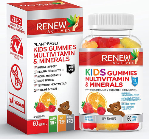 Kids Multivitamin Gummies, Maximum Nutrients Kids Vitamins (60 Count) Yummy Strawberry/Orange Kids Gummy Vitamins, No Artificial Colors or Flavors, Vegan, Made in Canada