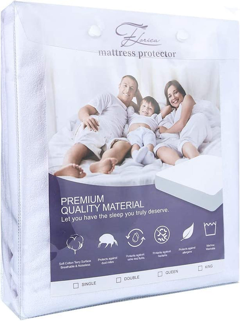Waterproof Mattress Protector Breathable Mattress Pad Mattress Protector Topper Mattress Topper Fitted Mattress Cover Hypoallergenic anti Bacterial&Dust-Mite Single/Double/Queen/King (Queen)