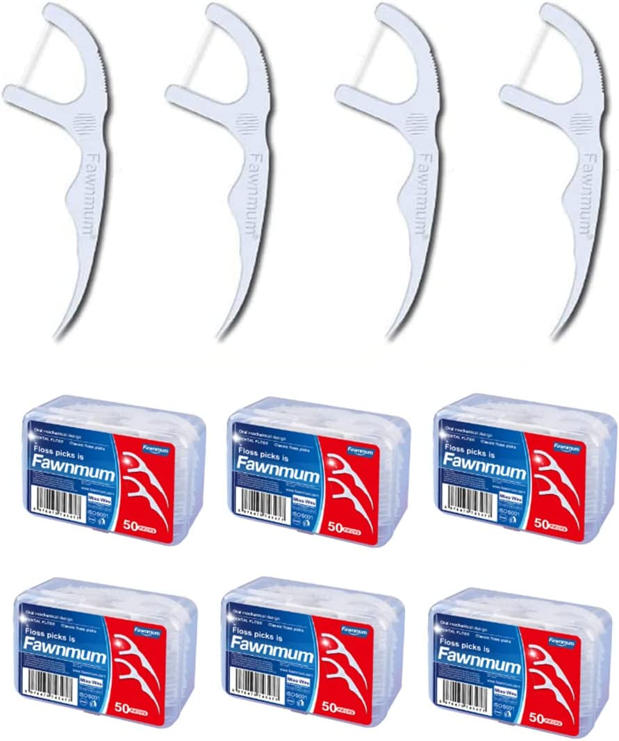 300PCS (6X50Pc/Box) Disposable Dental Flosser Dental Deep Cleaning Teeth Stick Tooth Pick Interdental Brush with Box Oral Care for Adults and Kids
