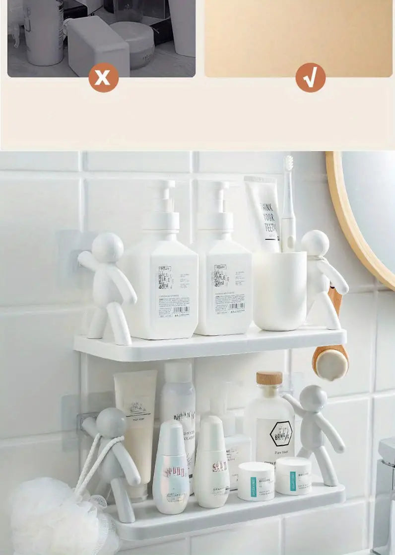 Punch-Free Multifunctional Floating Shelf for Storage
