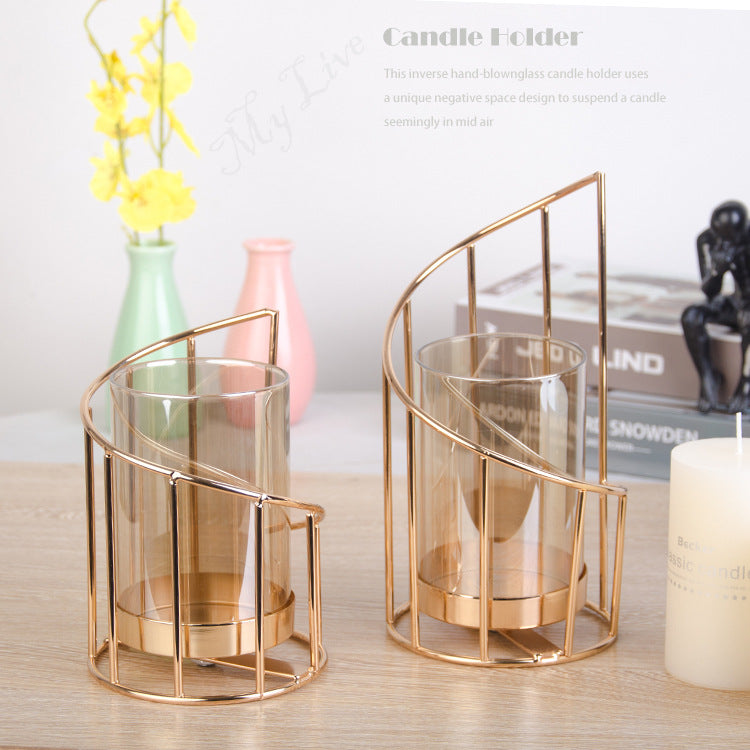 Nordic Geometric Gold Candle Holder