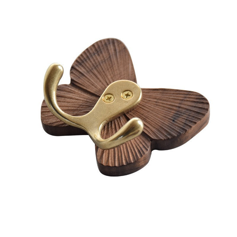 Butterfly Hook Solid Wood Wall-Mounted Coat Rack