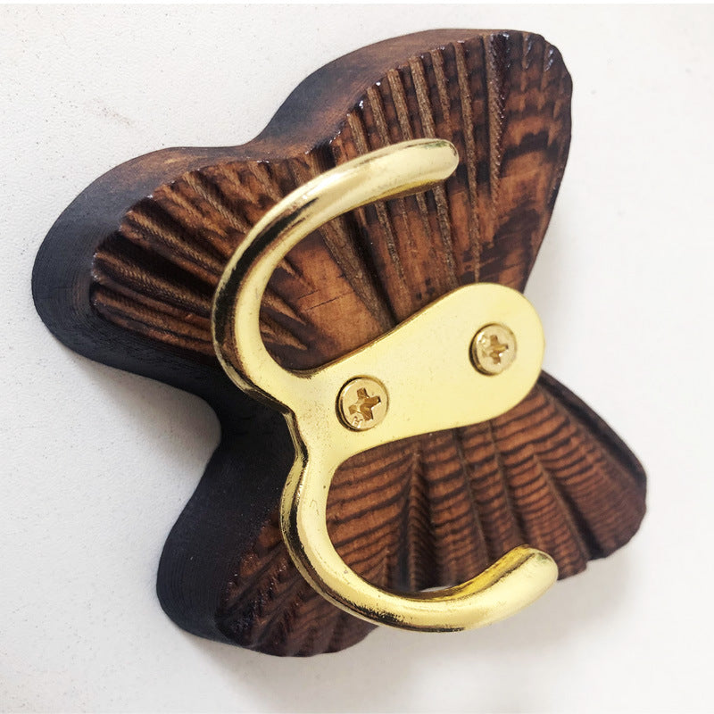 Butterfly Hook Solid Wood Wall-Mounted Coat Rack